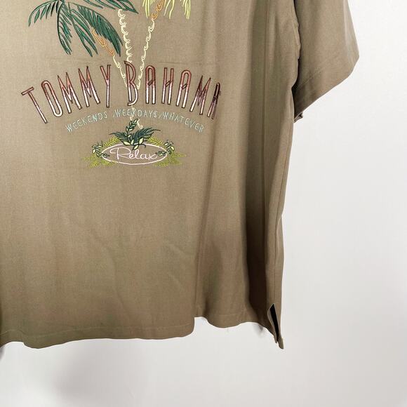 Tommy Bahama Large Brown Silk Relax Weekends Weekdays Whatever Button Up Shirt - Picture 8 of 11